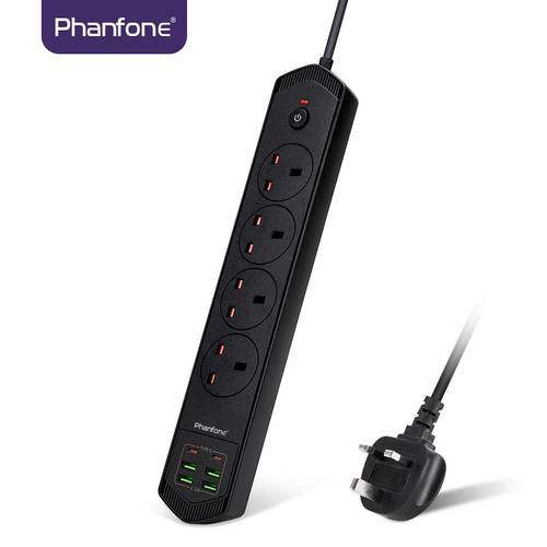 توصيلة كهربائية 5 متر 4 مقابس + 4 منافذ USB + منفذين PD من فان فون