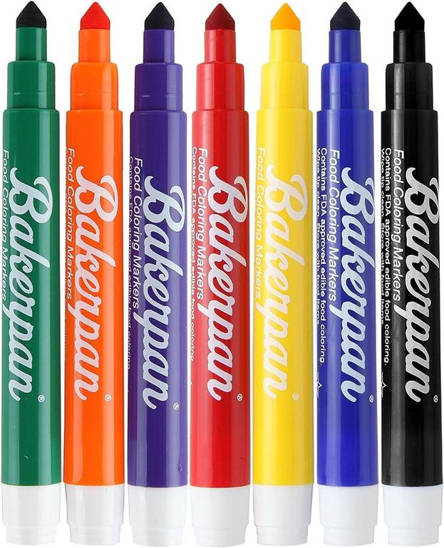 أقلام ألوان طعام آمنة للرسم والتلوين على الأطعمة - صنع الولايات المتحدة الأمريكية  - بيكير بين - 7 ألوان