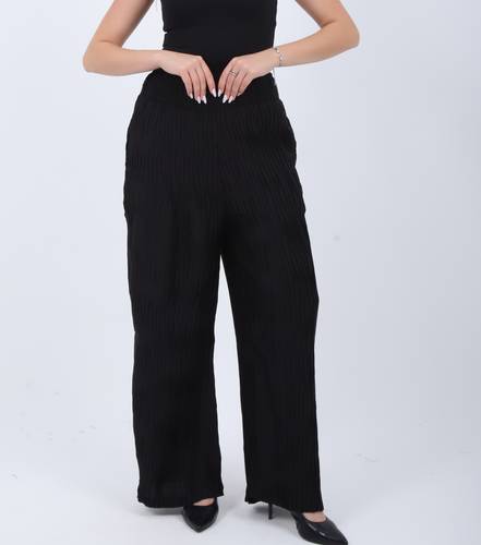 Plissé Wide-Leg Pants