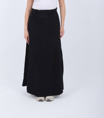 Paperbag Waist Denim Maxi Skirt