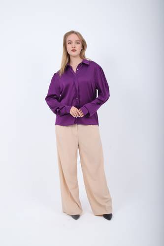 Satin Shirt with Volume Sleeves