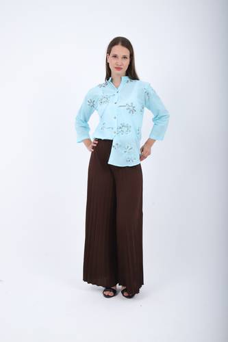 High-Waist Plissé Trousers
