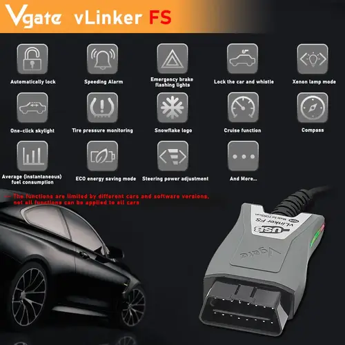 Vgate vLinker FS ELM327 لفورد فورسكان HS/MS-CAN ELM 327 Obd 2 obd2 أدوات واجهة الماسح الضوئي التشخيصي للسيارة obdii لمازدا