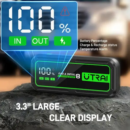 جهاز تشغيل سيارة UTARI بسعة 20000mAh وقوة 6000A لبدء تشغيل الطوارئ للسيارات البنزين والديزل (Jump Starter)