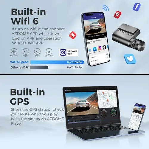 AZDOME 4G Dash Cam مع مجموعة الأسلاك الصلبة 2.5K المدمج في Wi-Fi GPS تتبع جهاز تسجيل فيديو رقمي للسيارات تنبيه الطوارئ 24H شاشة ركن السيارة بطاقة 64 جيجابايت مجانية