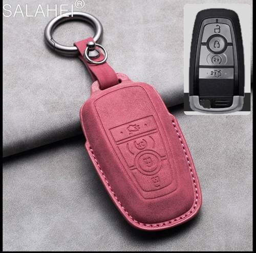 غطاء لمفتاح سيارات فورد (لون أحمر - تعليقه جيب من المعدن)