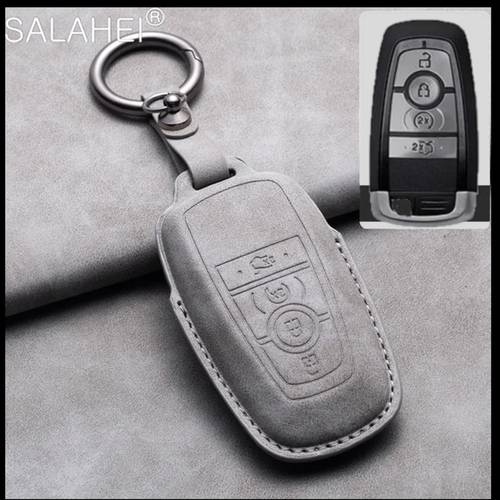 غطاء لمفتاح سيارات فورد (لون رصاصي - تعليقه جيب من المعدن)