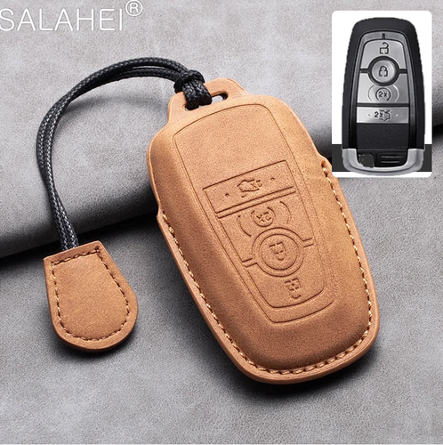 غطاء لمفتاح سيارات فورد (لون بني - تعليقه جيب قماشيه)