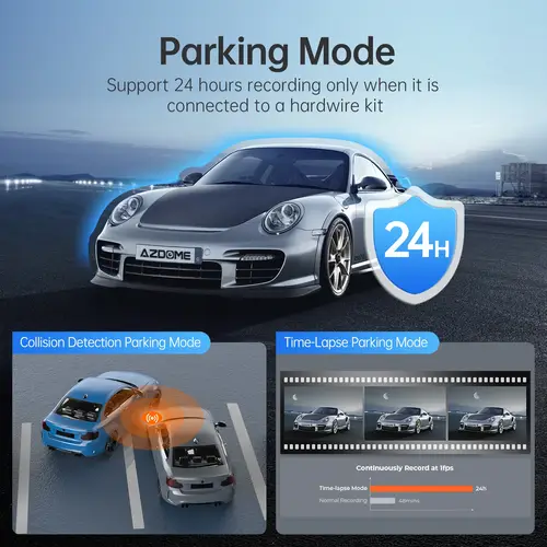 AZDOME 4G Dash Cam مع مجموعة الأسلاك الصلبة 2.5K المدمج في Wi-Fi GPS تتبع جهاز تسجيل فيديو رقمي للسيارات تنبيه الطوارئ 24H شاشة ركن السيارة بطاقة 64 جيجابايت مجانية
