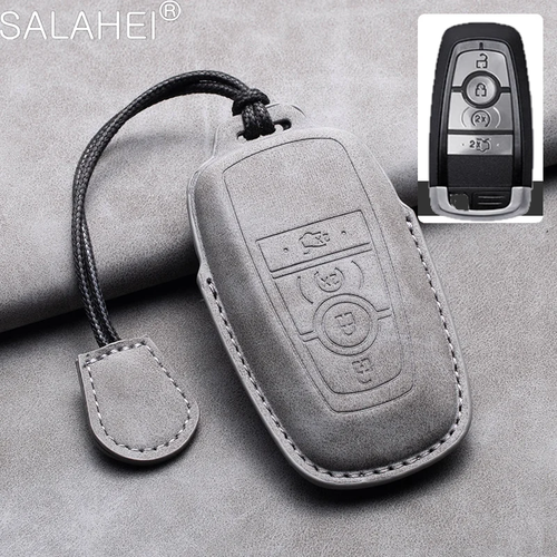 غطاء لمفتاح سيارات فورد (لون رصاصي - تعليقه جيب قماشيه)