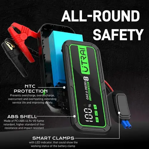جهاز تشغيل سيارة UTARI بسعة 20000mAh وقوة 6000A لبدء تشغيل الطوارئ للسيارات البنزين والديزل (Jump Starter)