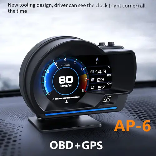 شاشة عرض علوية للسيارة، عداد السرعة عالي الوضوح، أداة تشخيص السيارة OBDII+GPS الذكية، إزالة رمز الخطأ obd