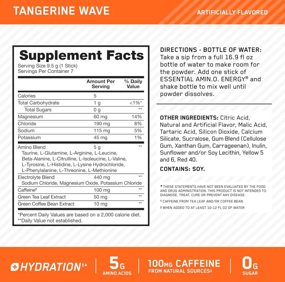  اوبتيموم نيوتريشن - اسينشال امينو انرجي مع الإلكترولايت (7 عبوات) - Optimum Nutrition Essential Amino Energy Hydration 