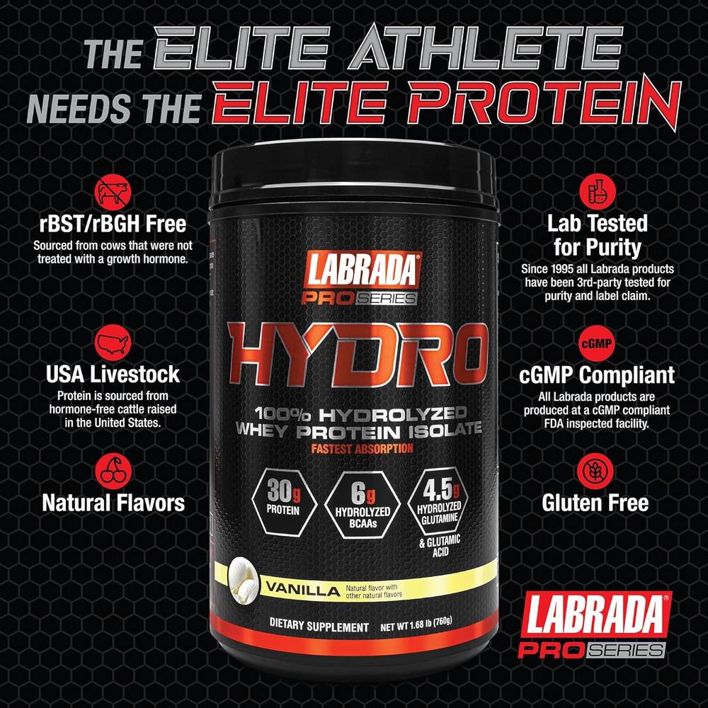 Labrada Pro Series - Hydro 100% Pure Hydrolyzed Whey Protein Isolate  Vanilla