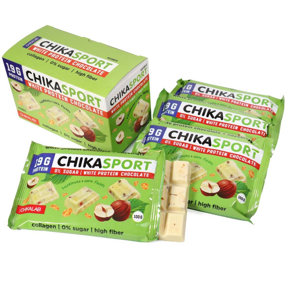 CHIKALAB - ChikaSport Protein Chocolate (4 pieces)  Chocolate Hazelnuts