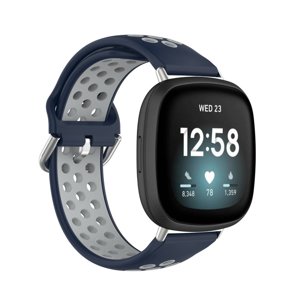 Sport Silicone Replacement Bands for Fitbit Versa 3/ Fitbit Sense Watches  Dark Blue & Grey