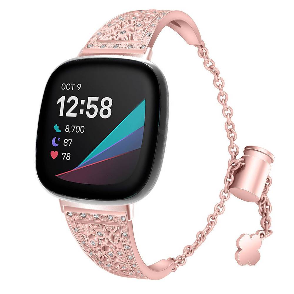 Metal Replacement Band for Fitbit Versa 3 / Fitbit Sense Watches  Pink