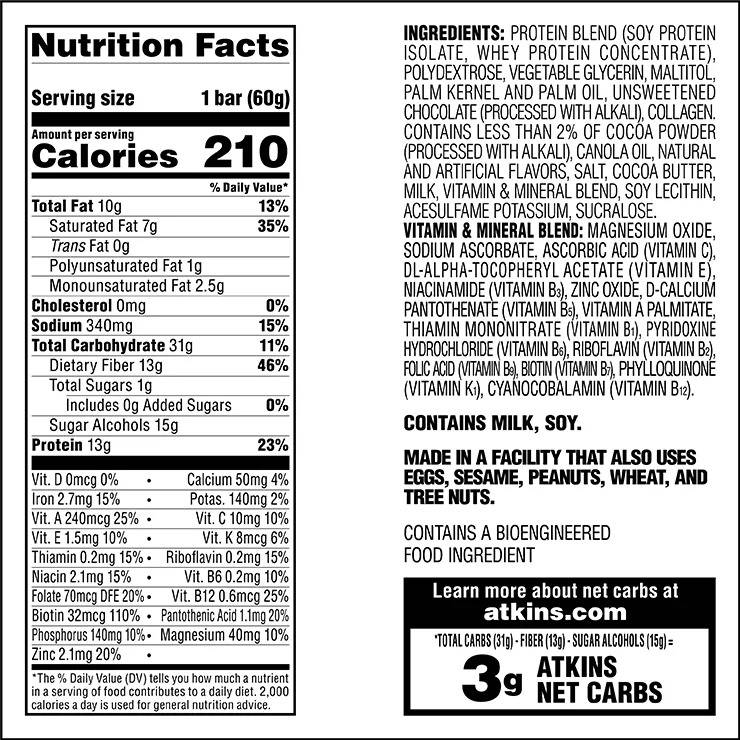 Atkins - Cookie Dough Protein Meal Bars (5 Bars)