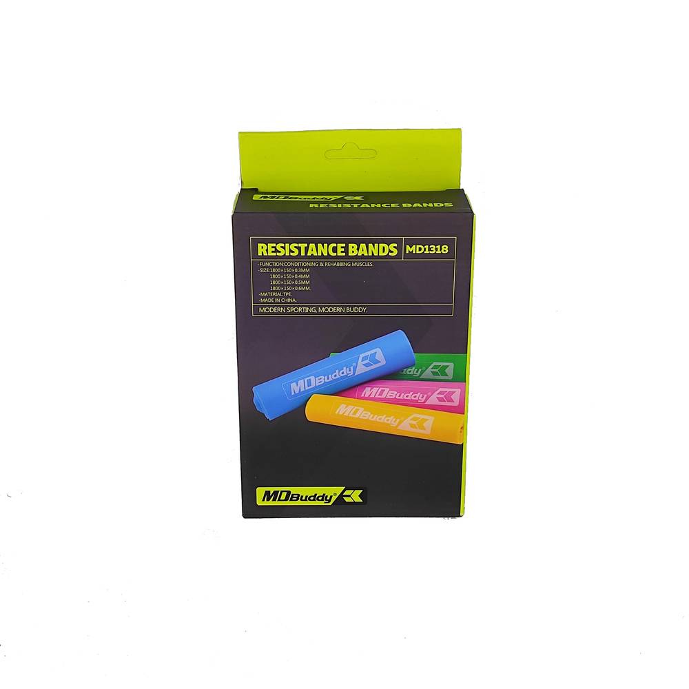 Set of Resistance Elastic Bands 4 Levels for Physical Therapy, Yoga and Strength Training