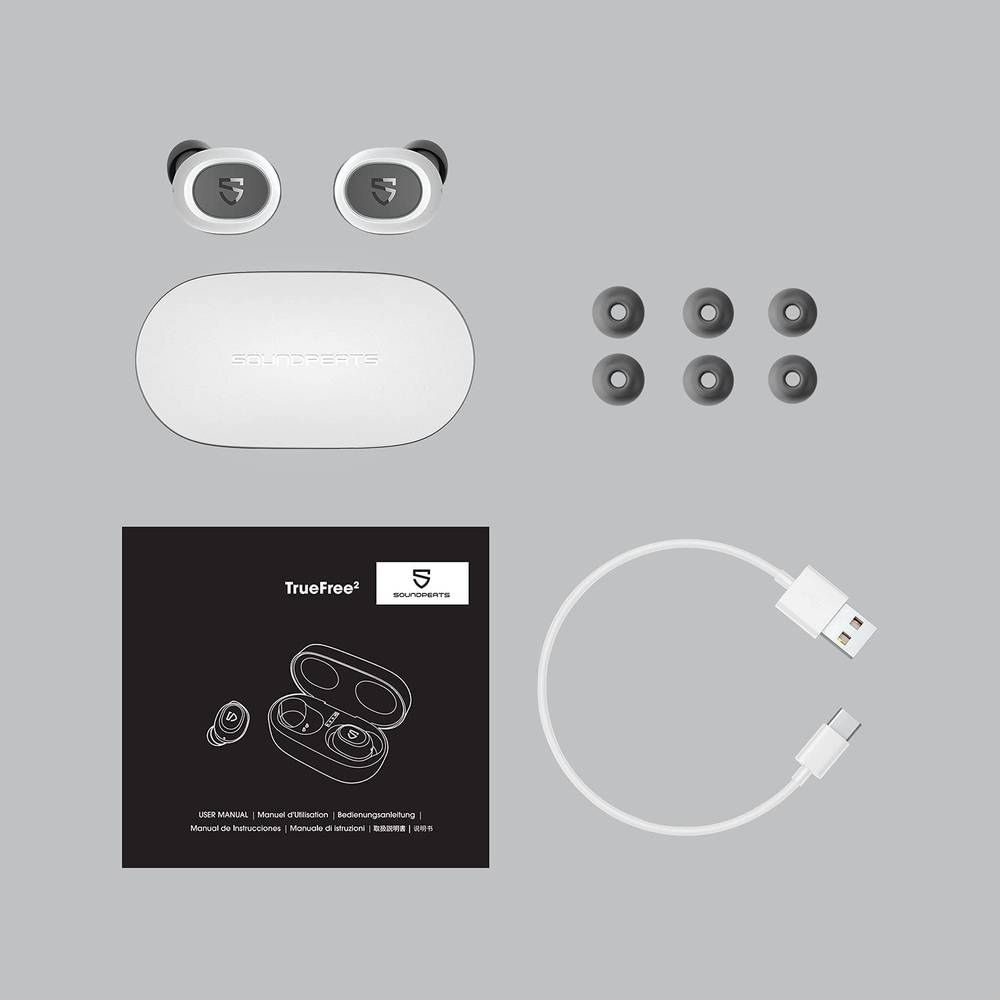 SoundPEATS Wireless Earbuds, Model TrueFree 2  White