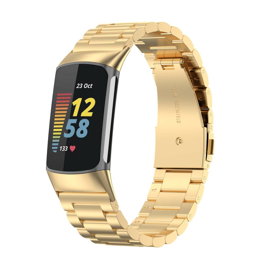 Metal Replacement Band For Fitbit Charge 5 / Charge 6 Watch  Gold