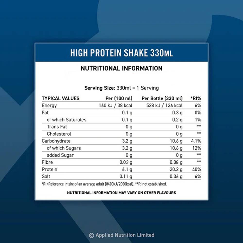  ابلايد نيوترشن هاي بروتين شيك (8 علب) - Applied Nutrition High Protein Shake 