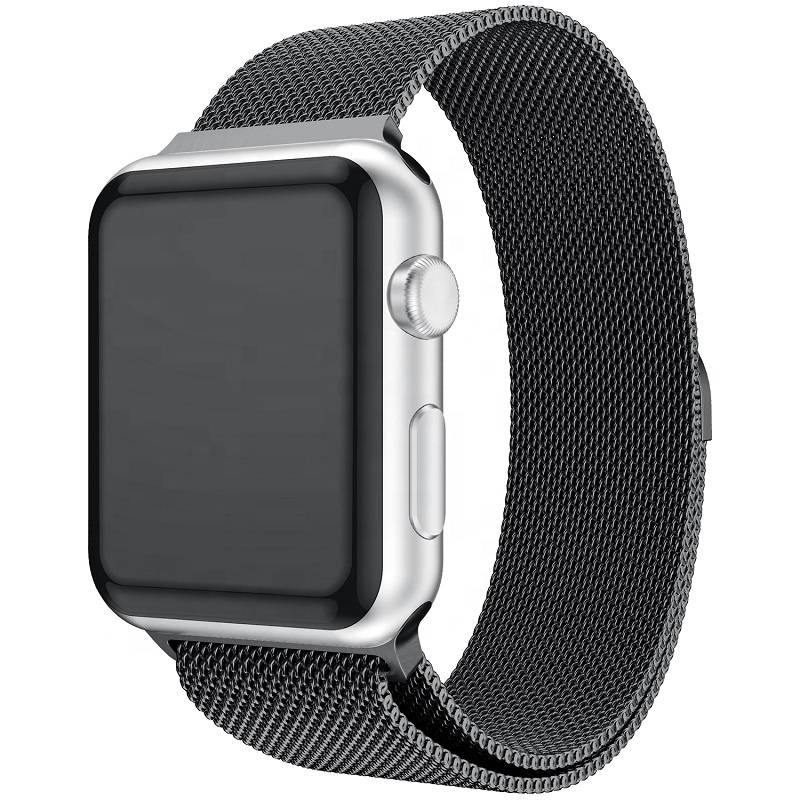Magnetic Stainless Steel Replacement Band for Apple Watches  38mm-40mm-41mm  Black