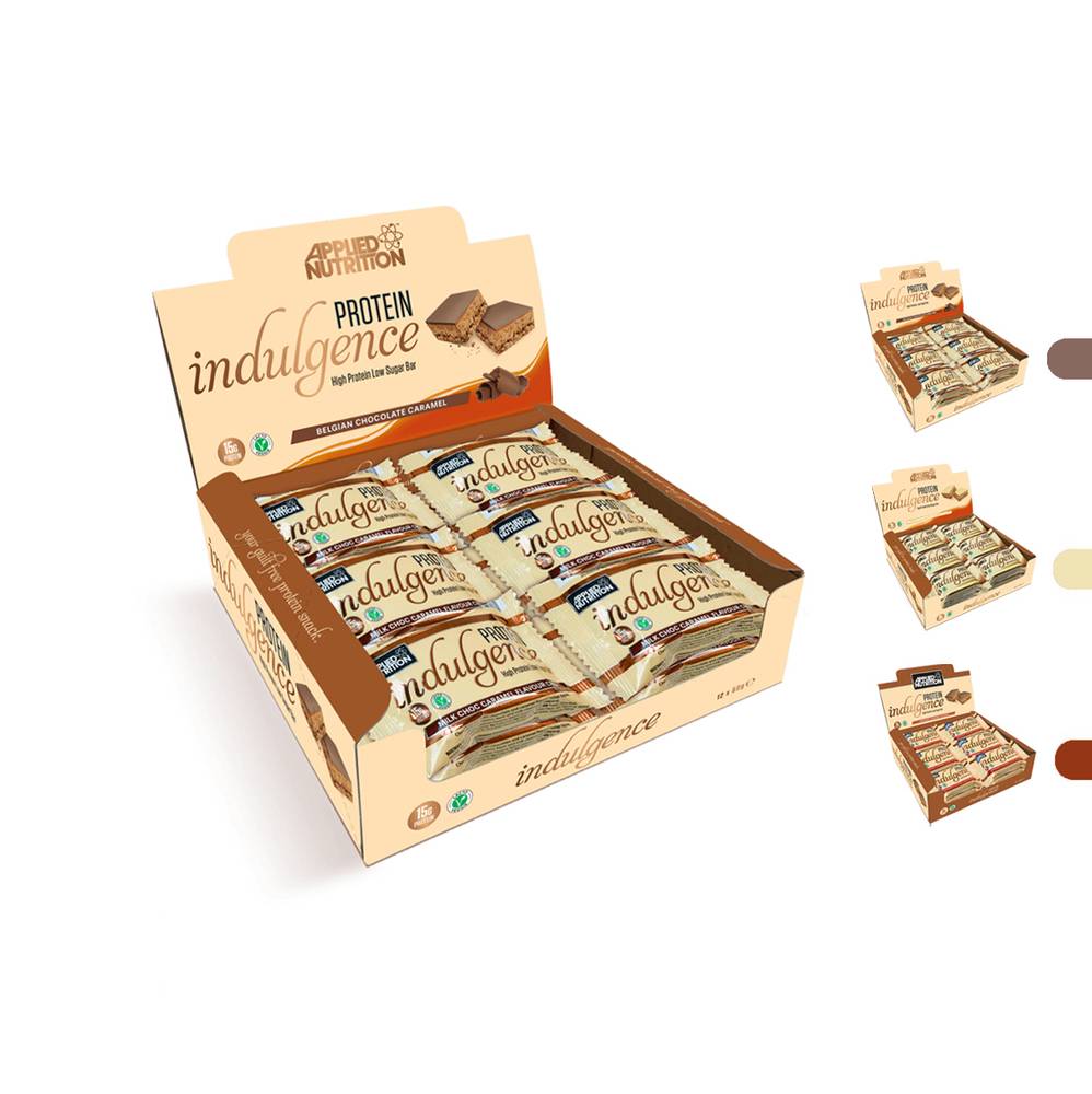 Applied Nutrition Protein Indulgence Bar, (Box of 12 Bars)  Belgian Chocolate Caramel