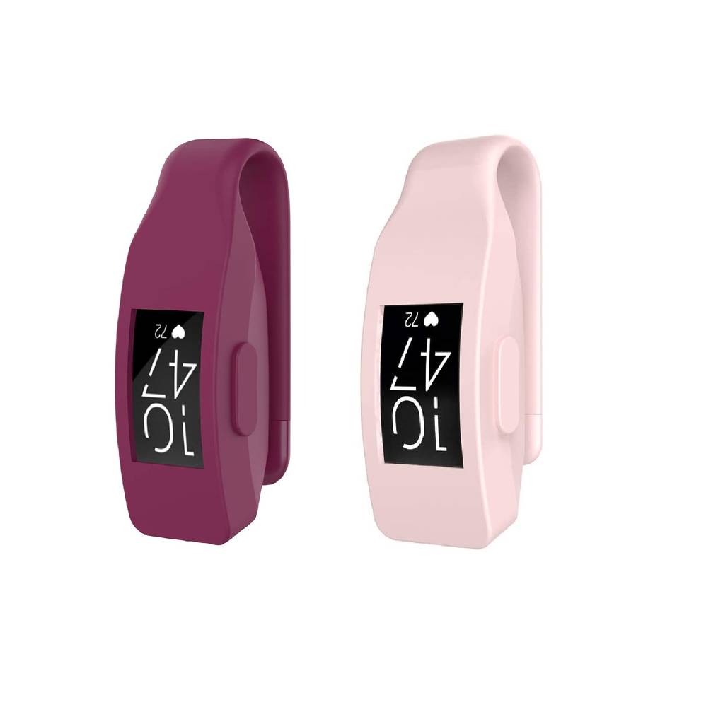 Silicone Clip Holder For Fitbit Inspire / Inspire HR, (Pack of 2)  Sangria / Pink