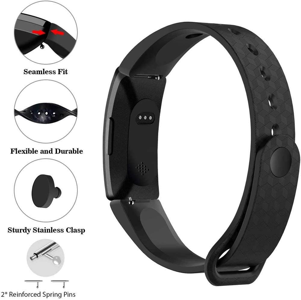 Silicone Diamond design Replacement Bands for Fitbit Inspire / Inspire HR Watch  Sangria