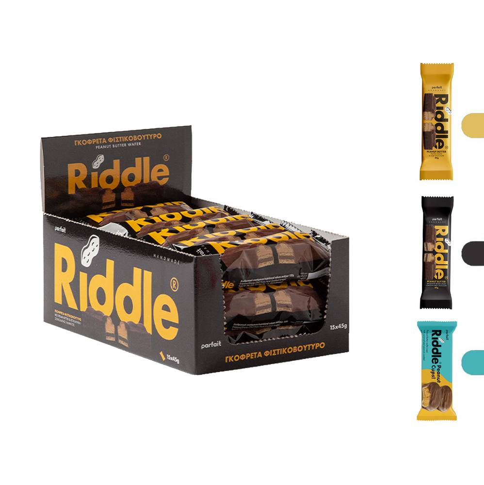 Riddle Peanut Butter Protein Bar Wafer (Pack of 15)  Peanut Cups (No added Sugar)