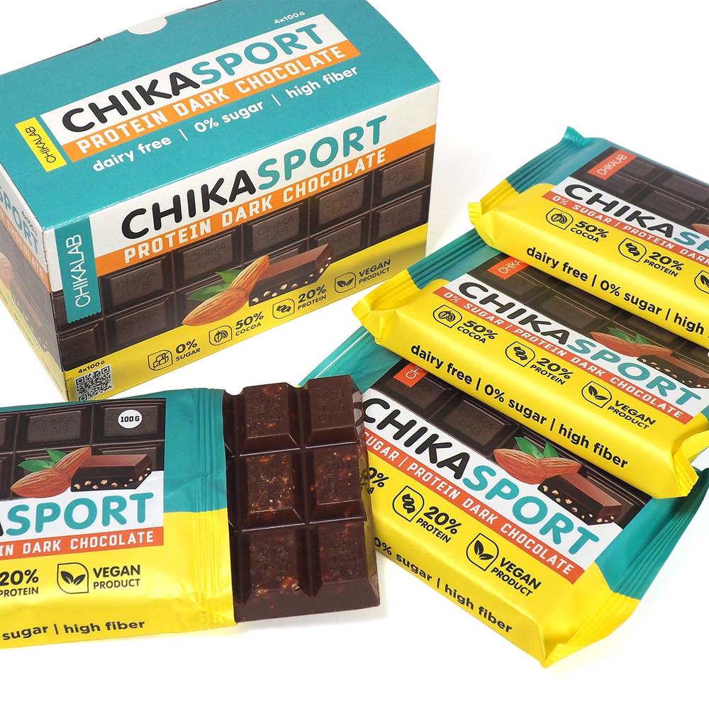 CHIKALAB - ChikaSport Protein Chocolate (4 pieces)  Chocolate Hazelnuts