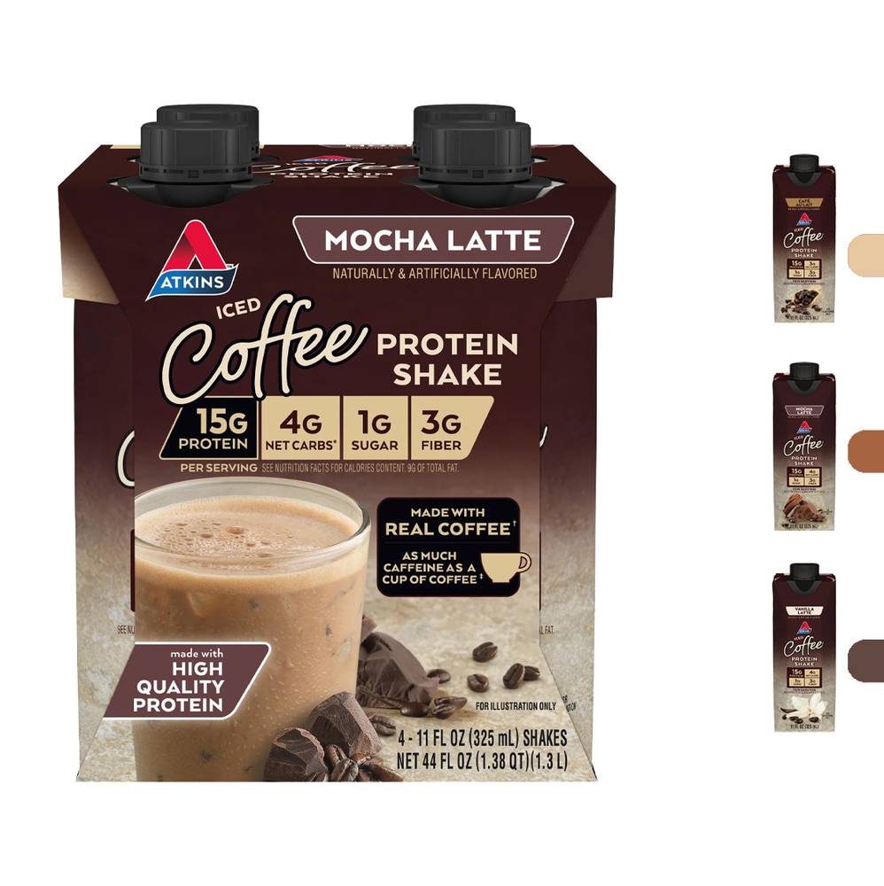 Atkins - Iced Coffee Protein Shake (4 Pack)  Cafe Latte