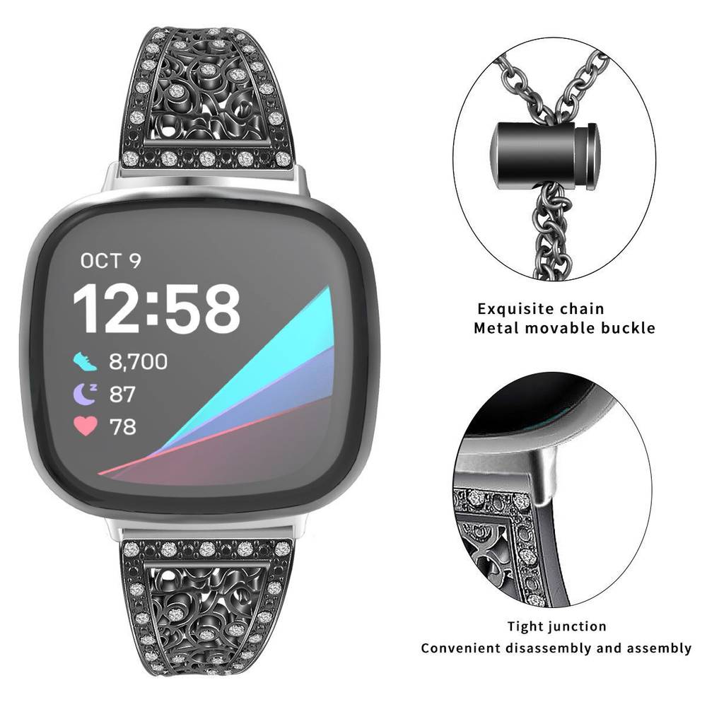 Metal Replacement Band for Fitbit Versa 3 / Fitbit Sense Watches  Pink