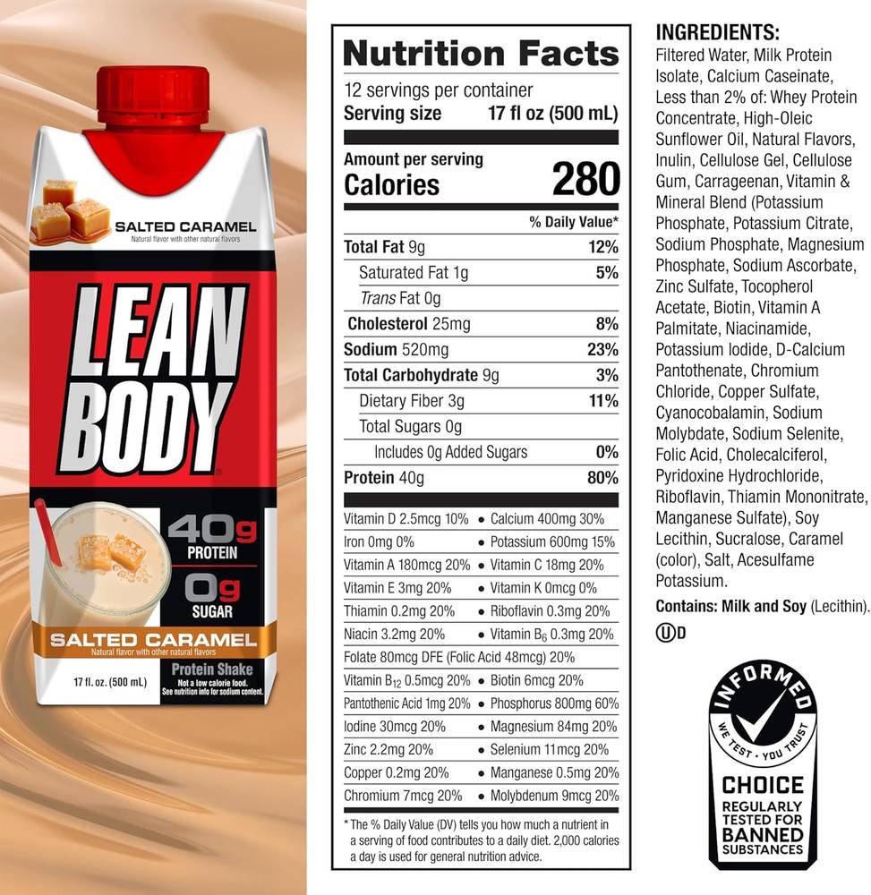  لابرادا نيوتريشن‏ - لين بودي بروتين شيك جاهز للشرب (500 مل) - Labrada Nutrition Lean Body Protein Shake 