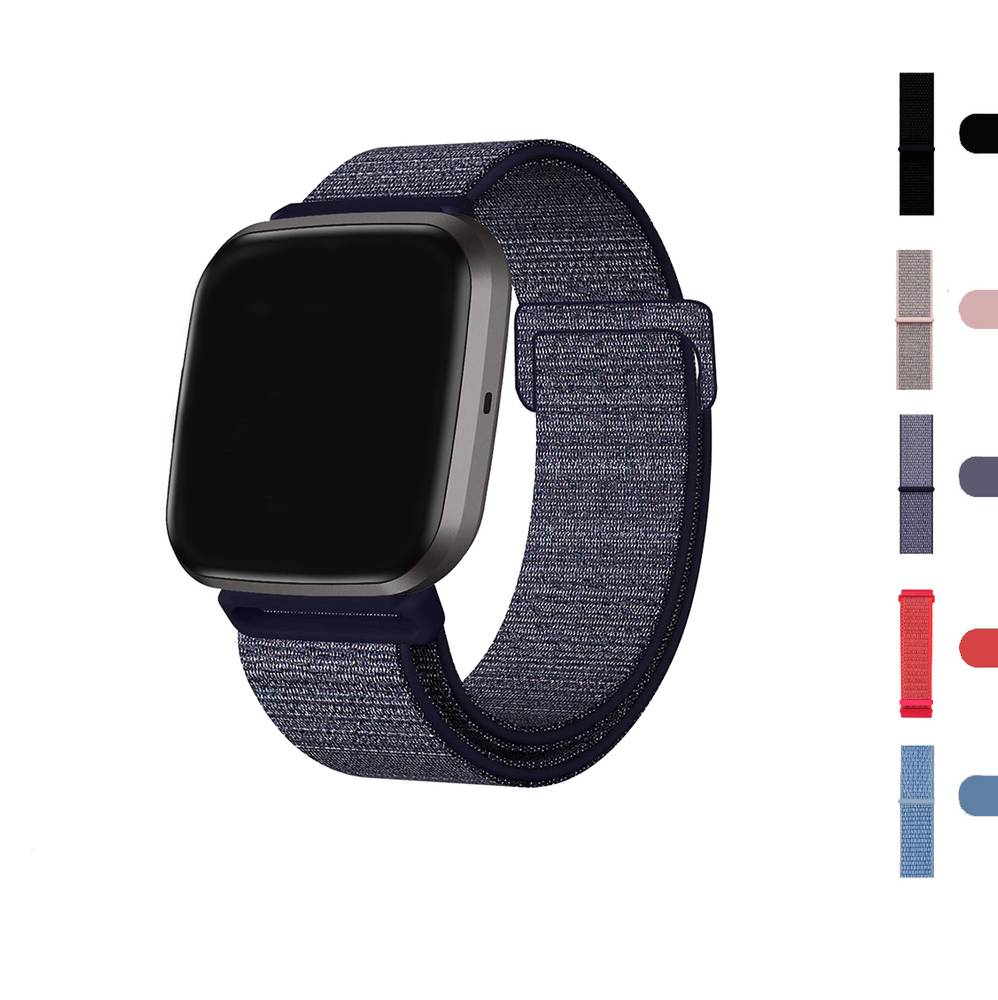 Nylon fabric Replacement Band for Fitbit Versa / Versa Lite / Versa 2  Black