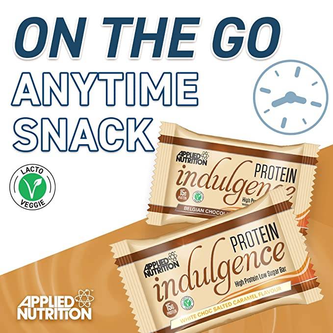 Applied Nutrition Protein Indulgence Bar, (Box of 12 Bars)  Belgian Chocolate Caramel