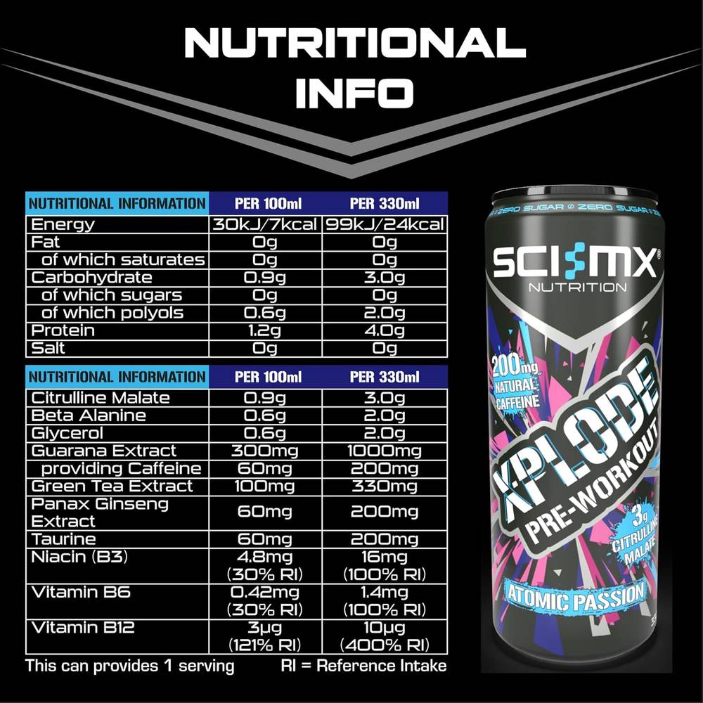  SCI-MX - مشروب الطاقة اكس بلود  قبل التمرين (12 علبة) - SCI-MX X-Plode Pre-Workout  