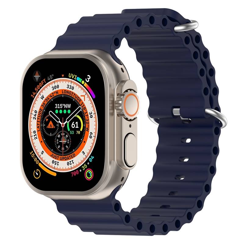 Corrugated Silicone Band For Apple Watches  42mm-44mm-45mm-46mm-49mm  Black