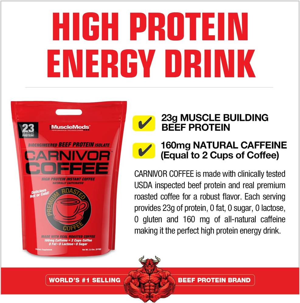 MuscleMeds Carnivor High Protein Instant Coffee (0.9 kg)