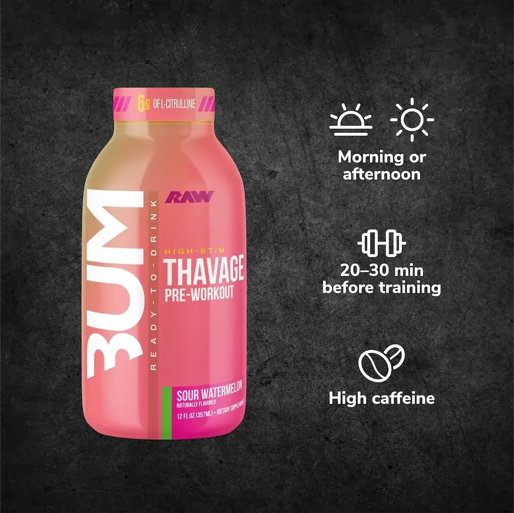  راو - بوم ثافاج مشروب جاهز للشرب قبل التمرين - Raw Nutrition BUM Thavage  RTD Pre-Workout Drink 