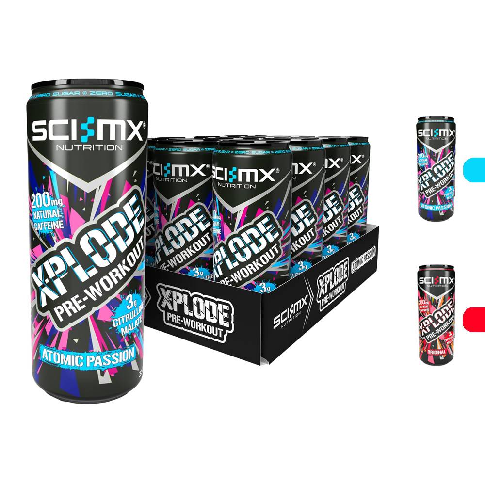 SCI-MX - X-Plode Pre-Workout Energy Drink (Pack of 12)  Ginger and Mango