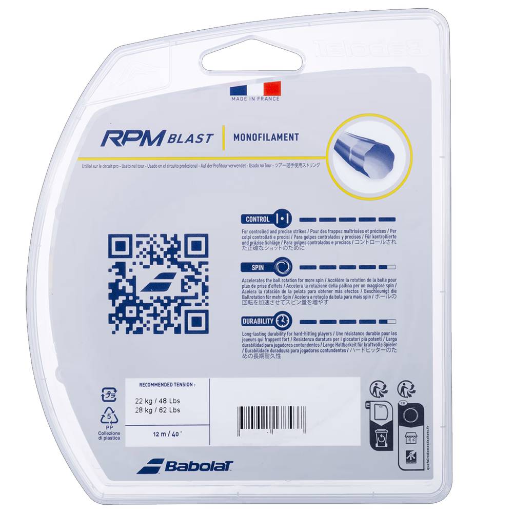  أوتار مضرب التنس ار بي ام بلاست من بابولات (12متر) - Babolat Tennis Strings RPM Blast 