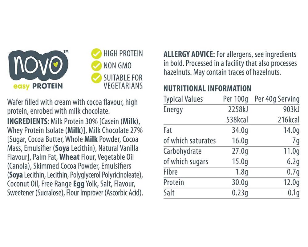  Novo Protein Bar Wafer (Pack of 12) 