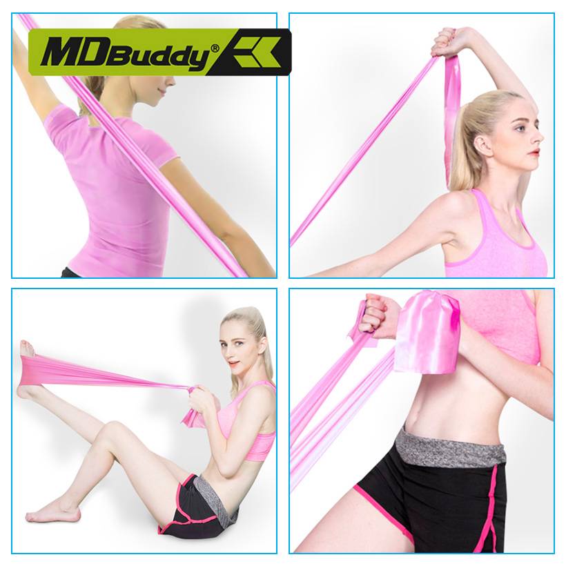 Set of Resistance Elastic Bands 4 Levels for Physical Therapy, Yoga and Strength Training