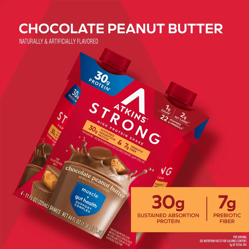 Atkins - Strong High Protein Shake (4 Pack)  Vanilla