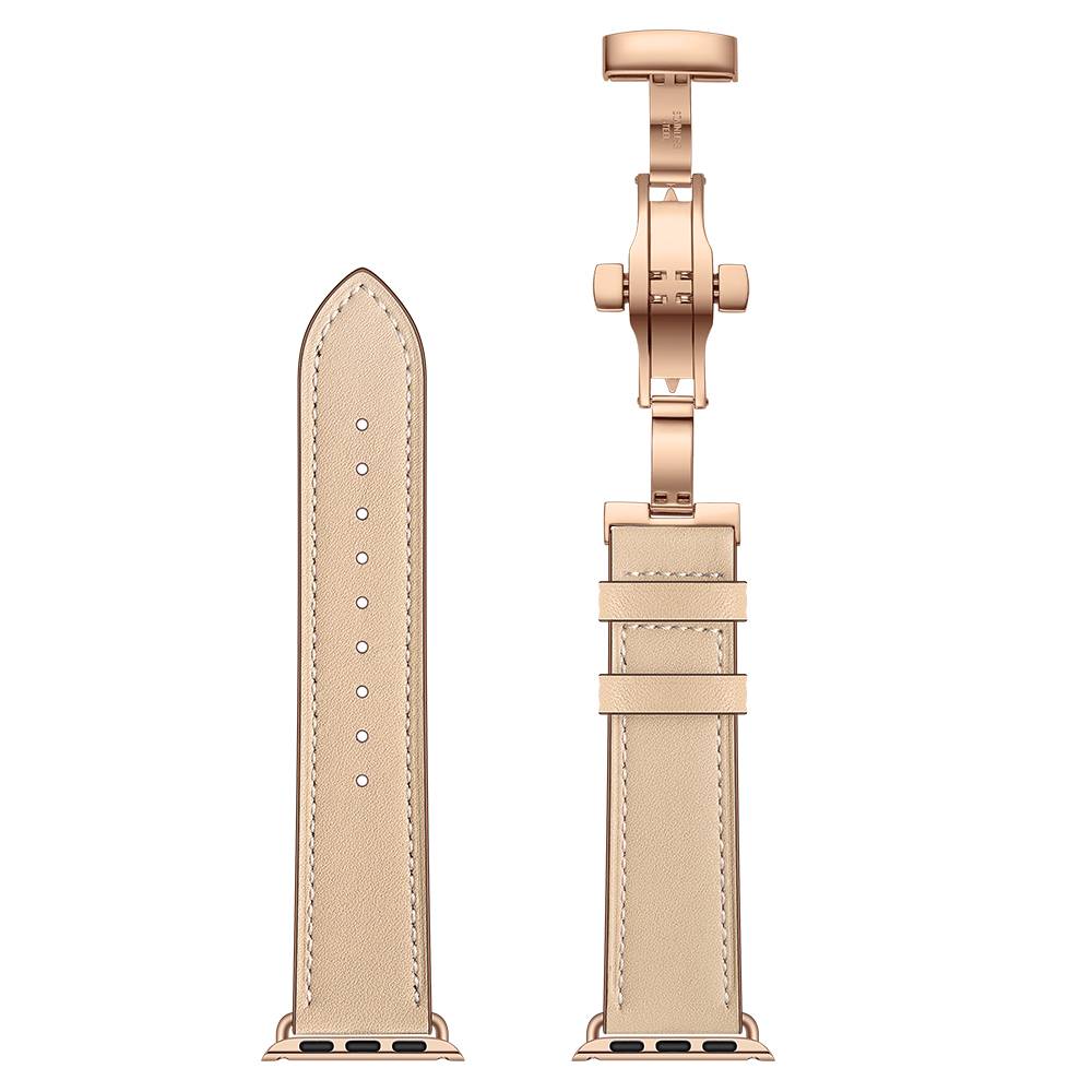 Leather Replacement Band  For Apple Watches  42mm-44mm-45mm-46mm-49mm  Beige