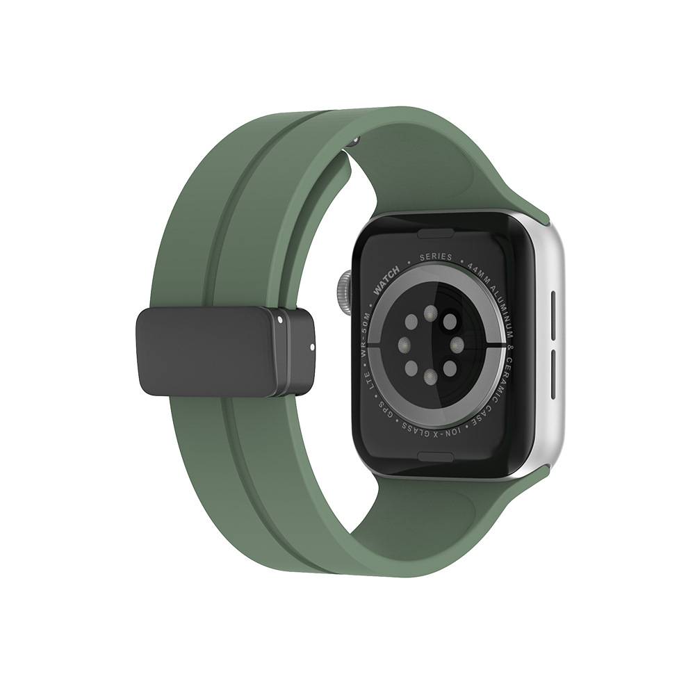 Silicone Band With Folding Magnetic Clasp For Apple Watches  Navy  38mm-40mm-41mm