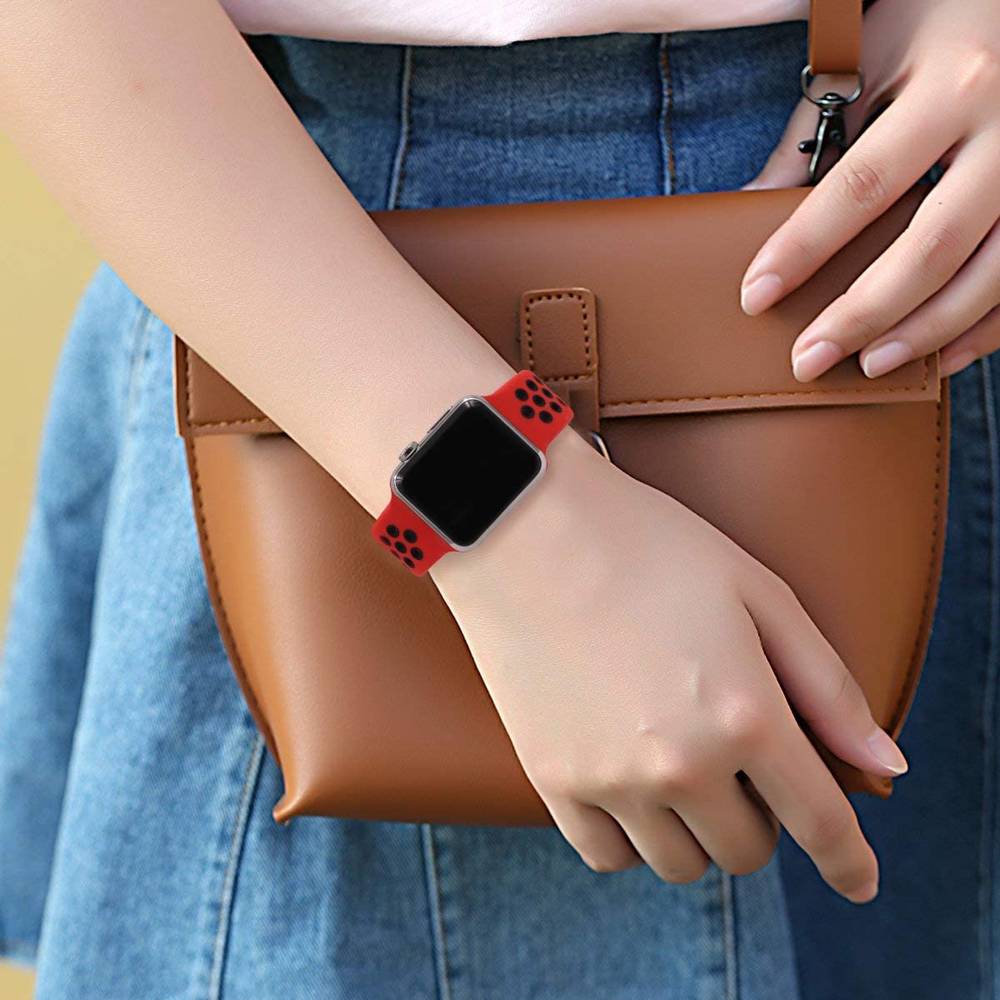 Sport Silicone Replacement Band for Apple Watches  38mm-40mm-41mm  Pink_White