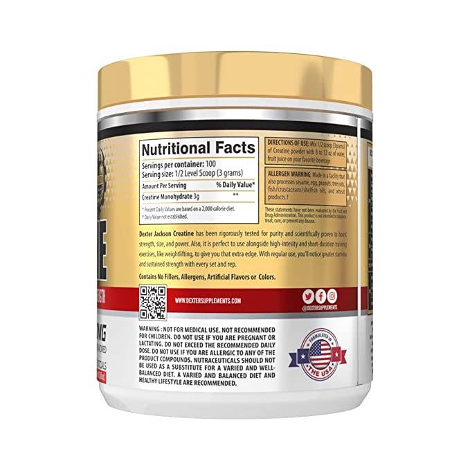 DEXTER JACKSON MICRONIZED CREATINE, (100 Servings)
